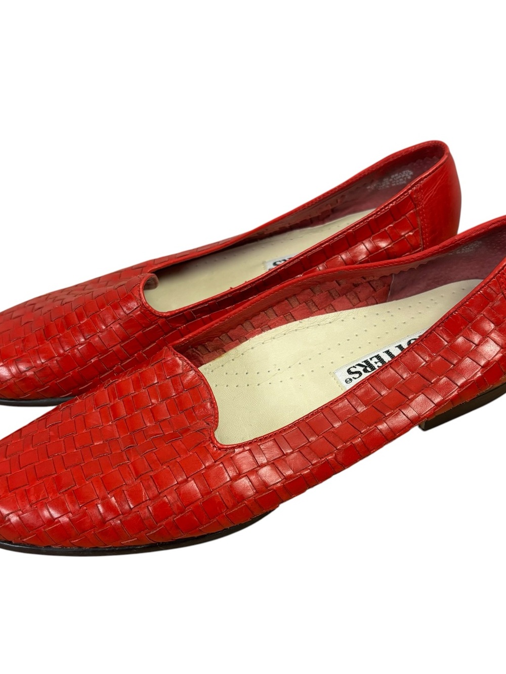Trotters red woven leather slat shoes narrow width size 9N